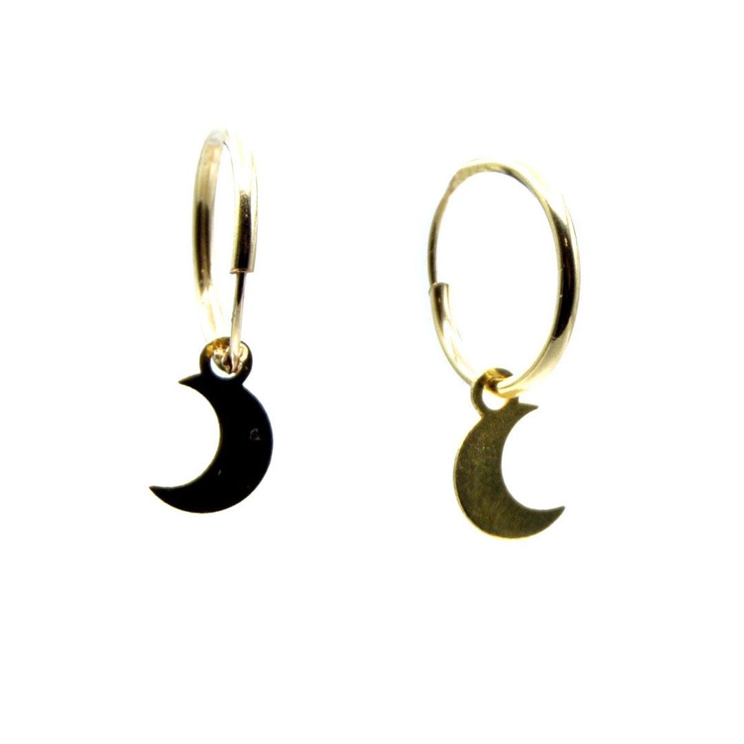 PENDIENTES ARO MUJER ORO 18K COLGANTE LUNA 5711L