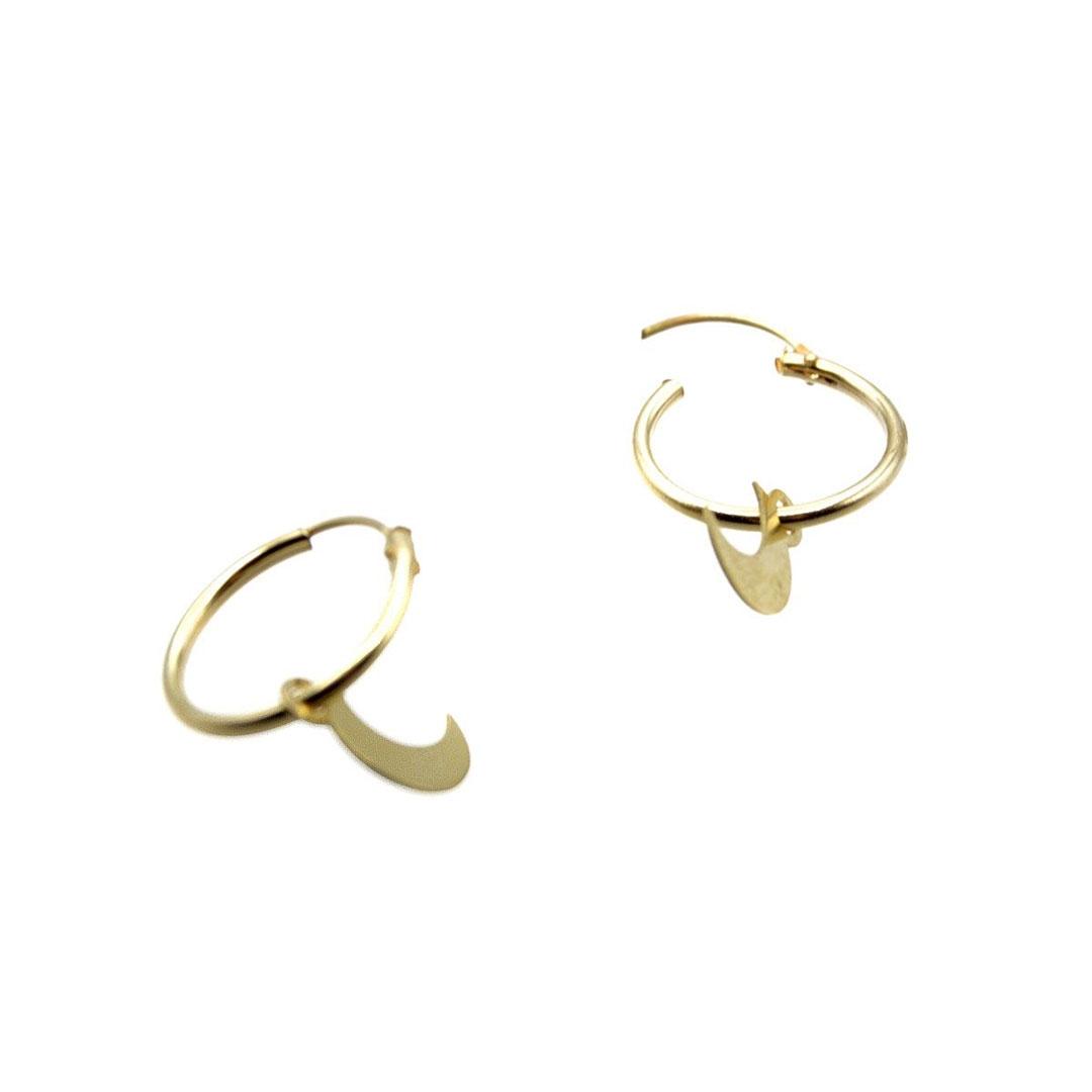 PENDIENTES ARO MUJER ORO 18K COLGANTE LUNA 5711L