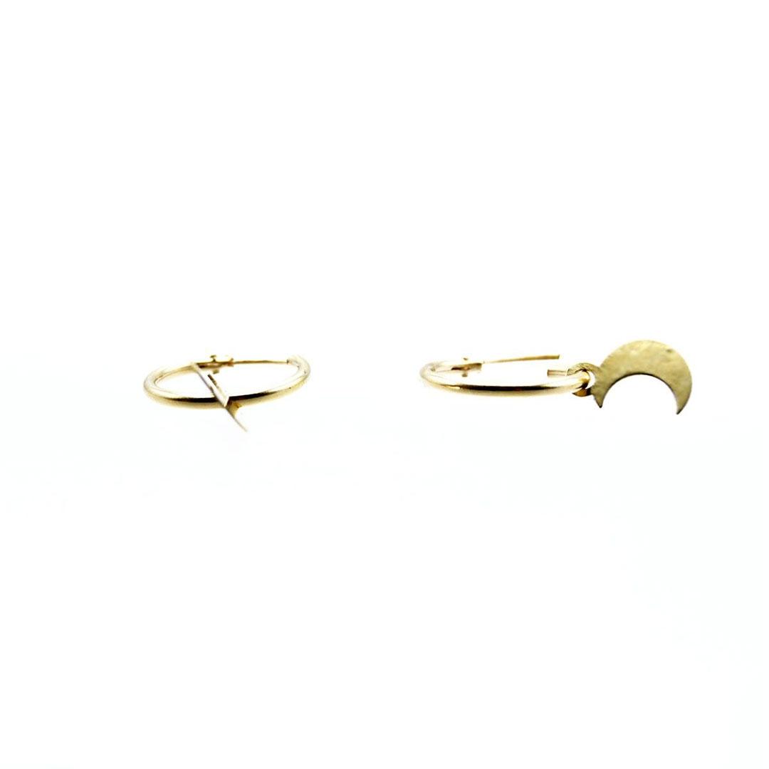 PENDIENTES ARO MUJER ORO 18K COLGANTE LUNA 5711L