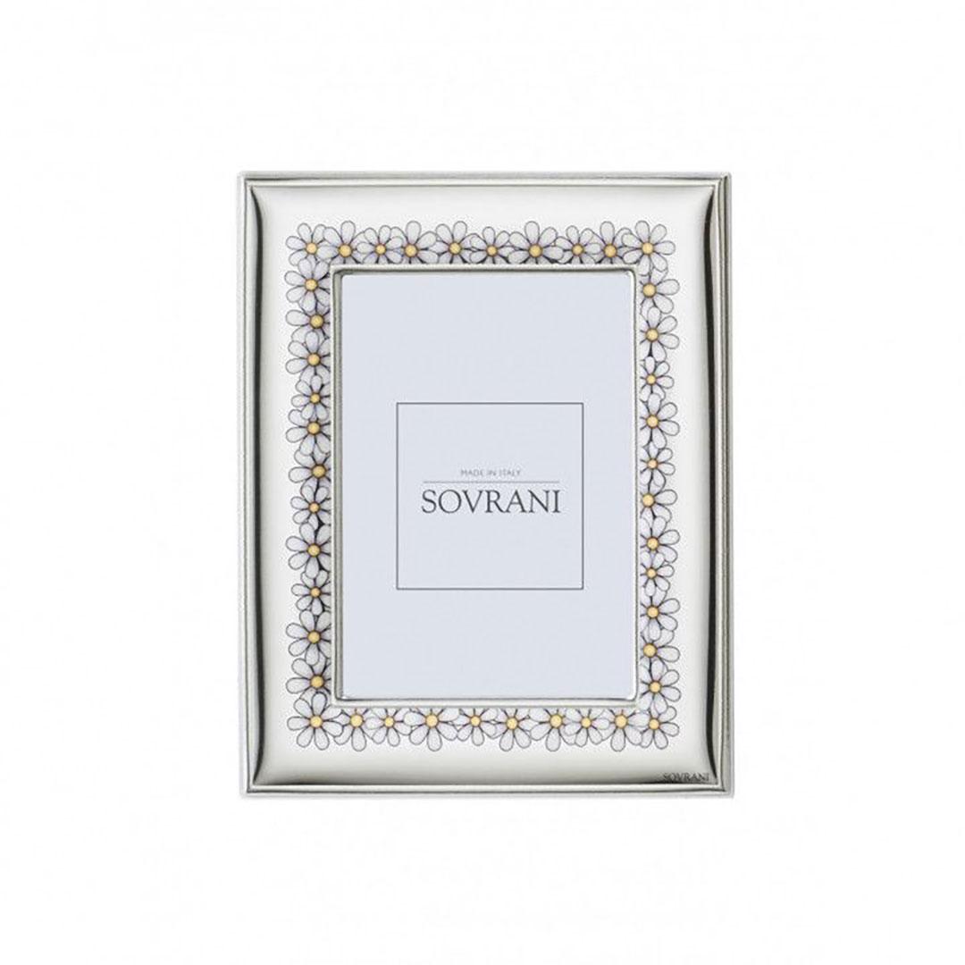MARCO FOTOS 13x18 PLATA CON MARGARITA ESMALTADO W974
