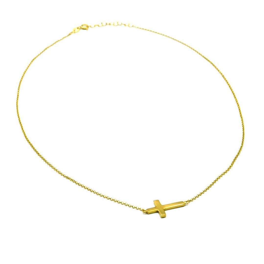 COLLAR MUJER PLATA DORADO C/CRUZ 27219A