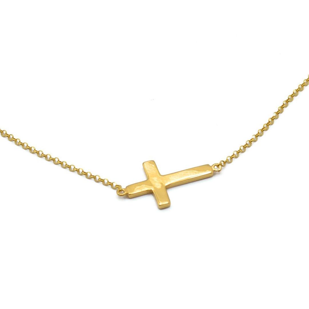 COLLAR MUJER PLATA DORADO C/CRUZ 27219A