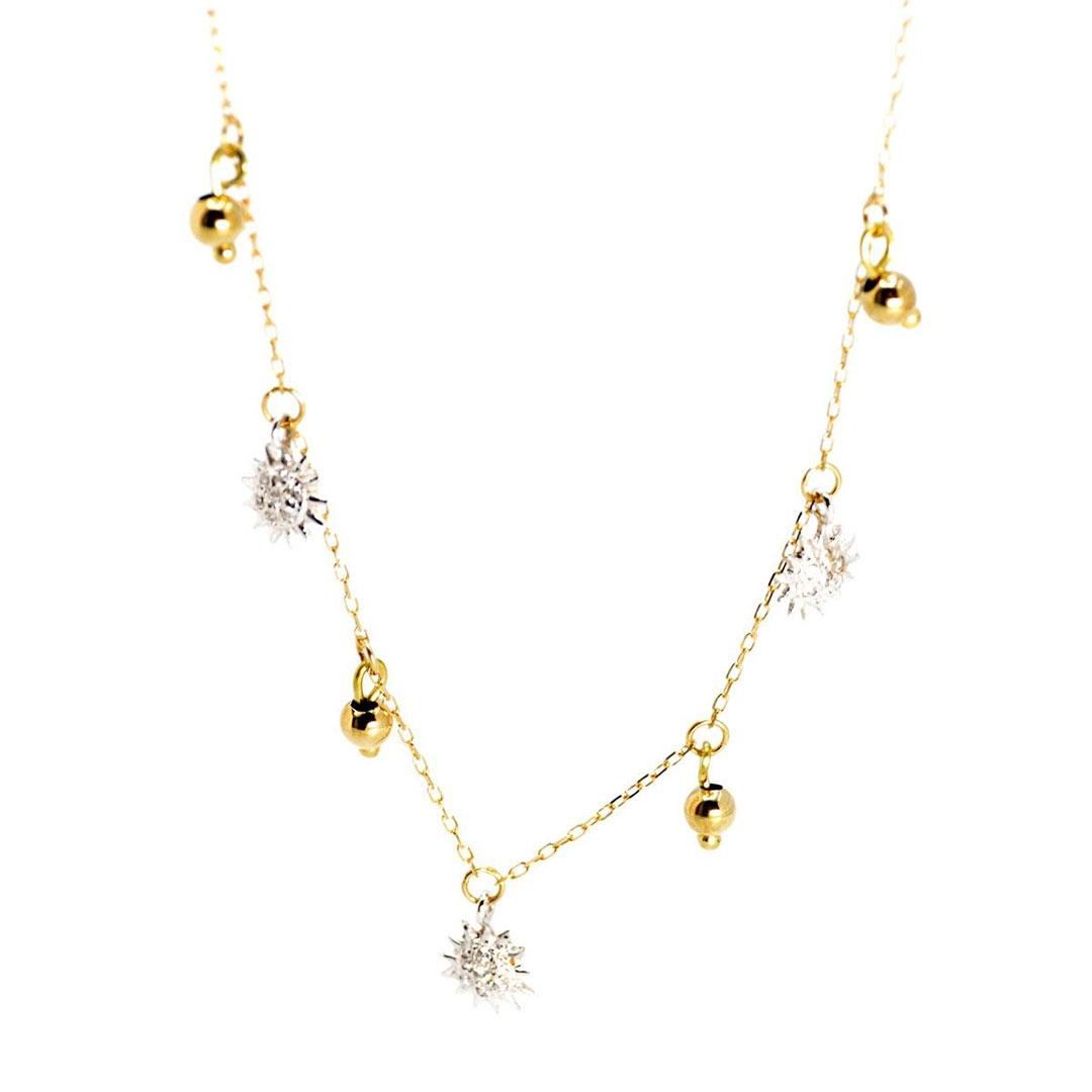 COLLAR MUJER ORO 18K CON COLGANTES SOL Y BOLITAS 13372