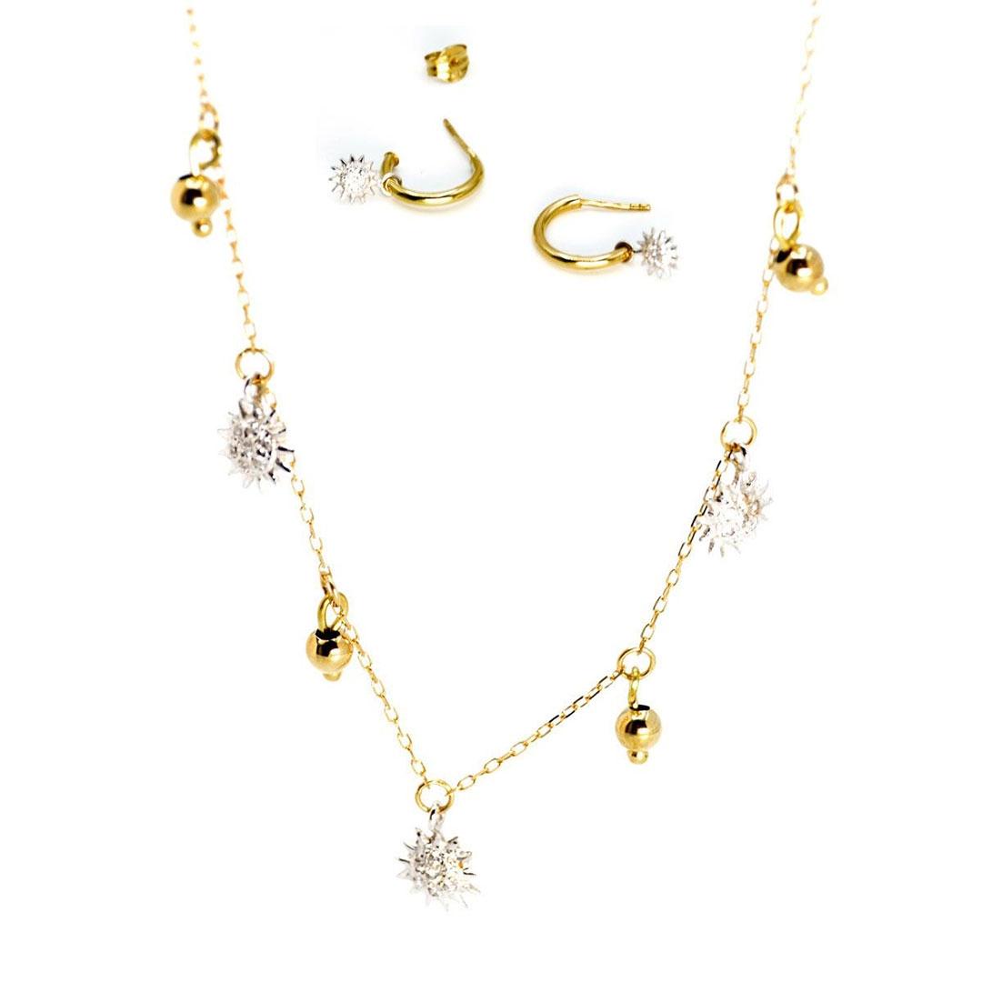 COLLAR MUJER ORO 18K CON COLGANTES SOL Y BOLITAS 13372