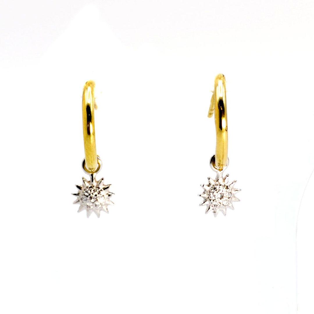 PENDIENTES MUJER ORO 18K MEDIO ARO COLGANTES SOL 13296