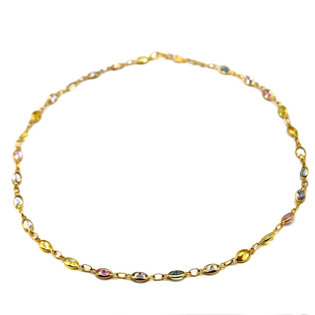 COLLAR MUJER ORO 18K CON PIEDRAS NATURALES COLORES 315-45
