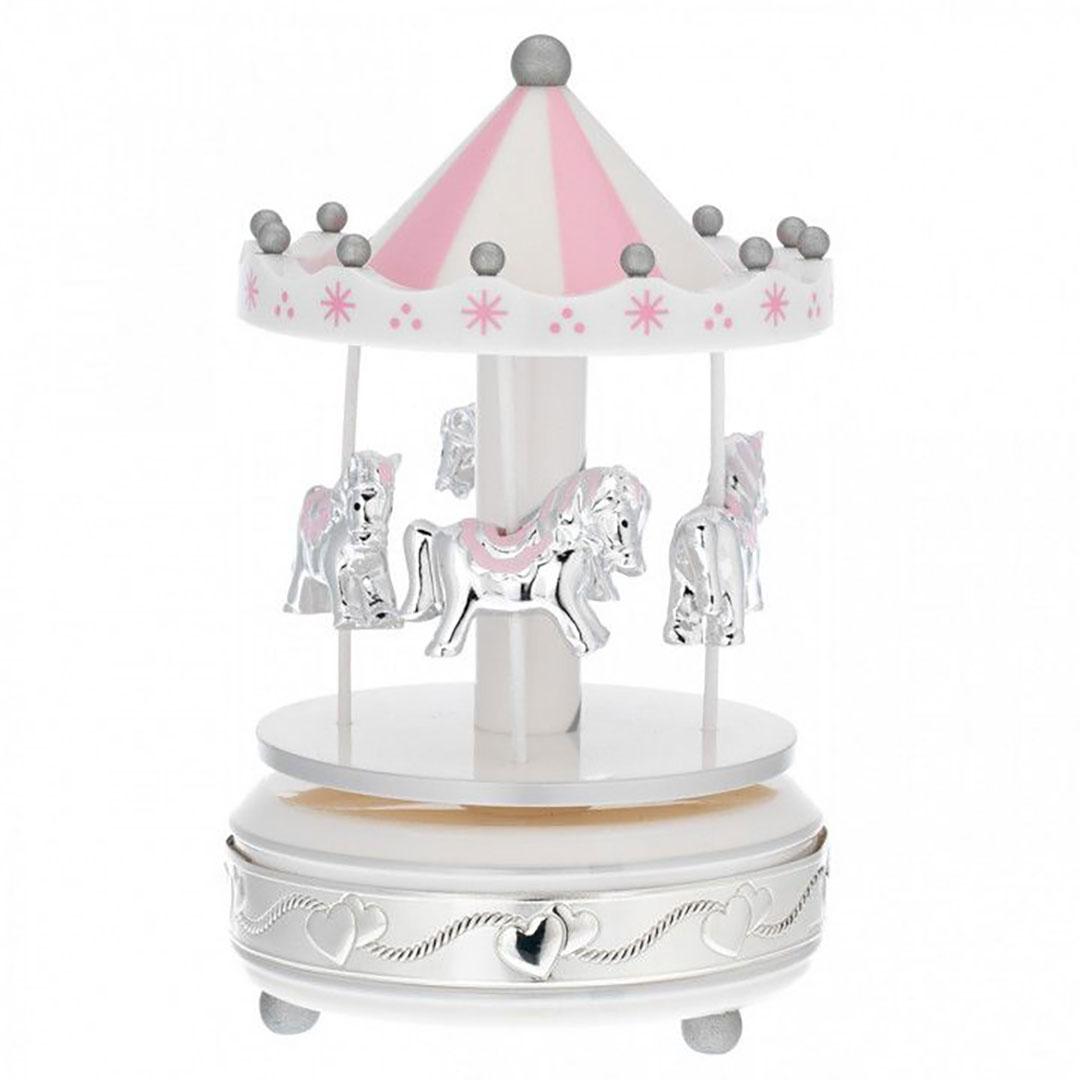 CARRUSEL MUSICAL INFANTIL CABALLITOS ROSA B4201-02R
