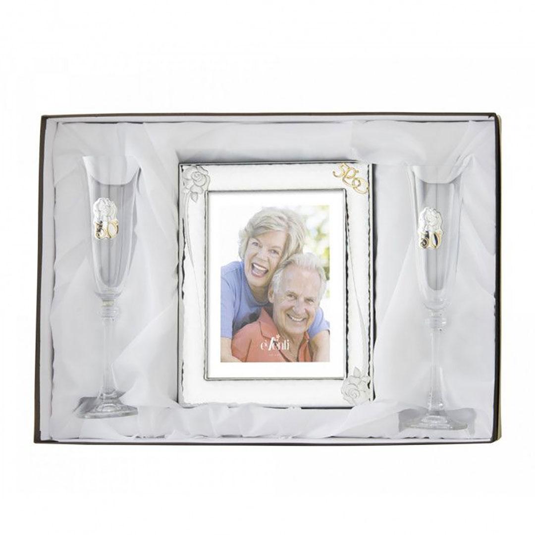 Estuche regalo 50 aniversario marco fotos y copas champagne ev9153/03c