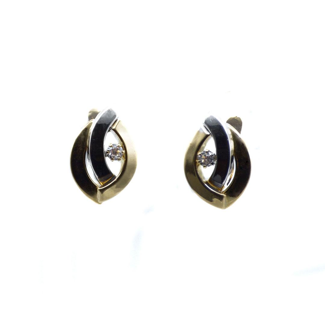 PENDIENTES MUJER ORO 18K BICOLOR Y CIRCONITA 5680M