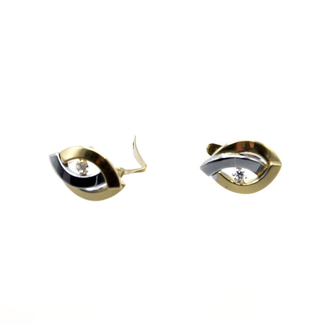 PENDIENTES MUJER ORO 18K BICOLOR Y CIRCONITA 5680M