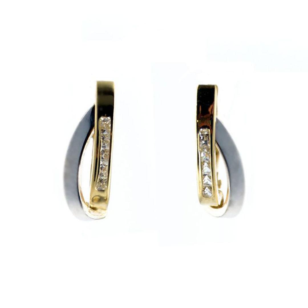 PENDIENTES MUJER ORO 18K BICOLOR CON CIRCONITAS 5823M