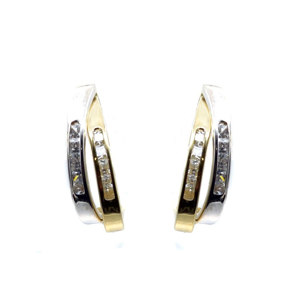 PENDIENTES MUJER ORO 18K BICOLOR Y CIRCONITAS 5822M