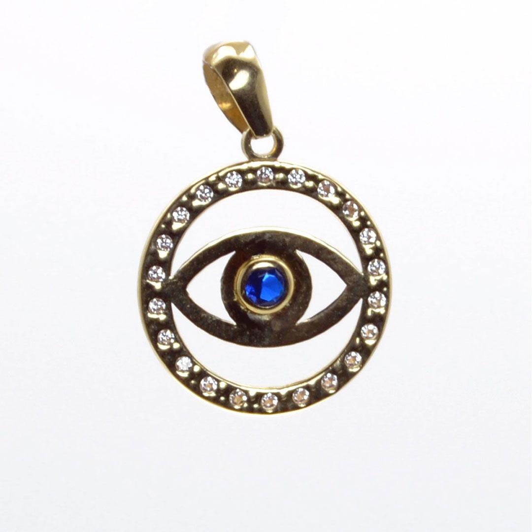 COLGANTE MUJER REDONDO ORO 18K OJO TURCO CON CIRCONITAS 139M