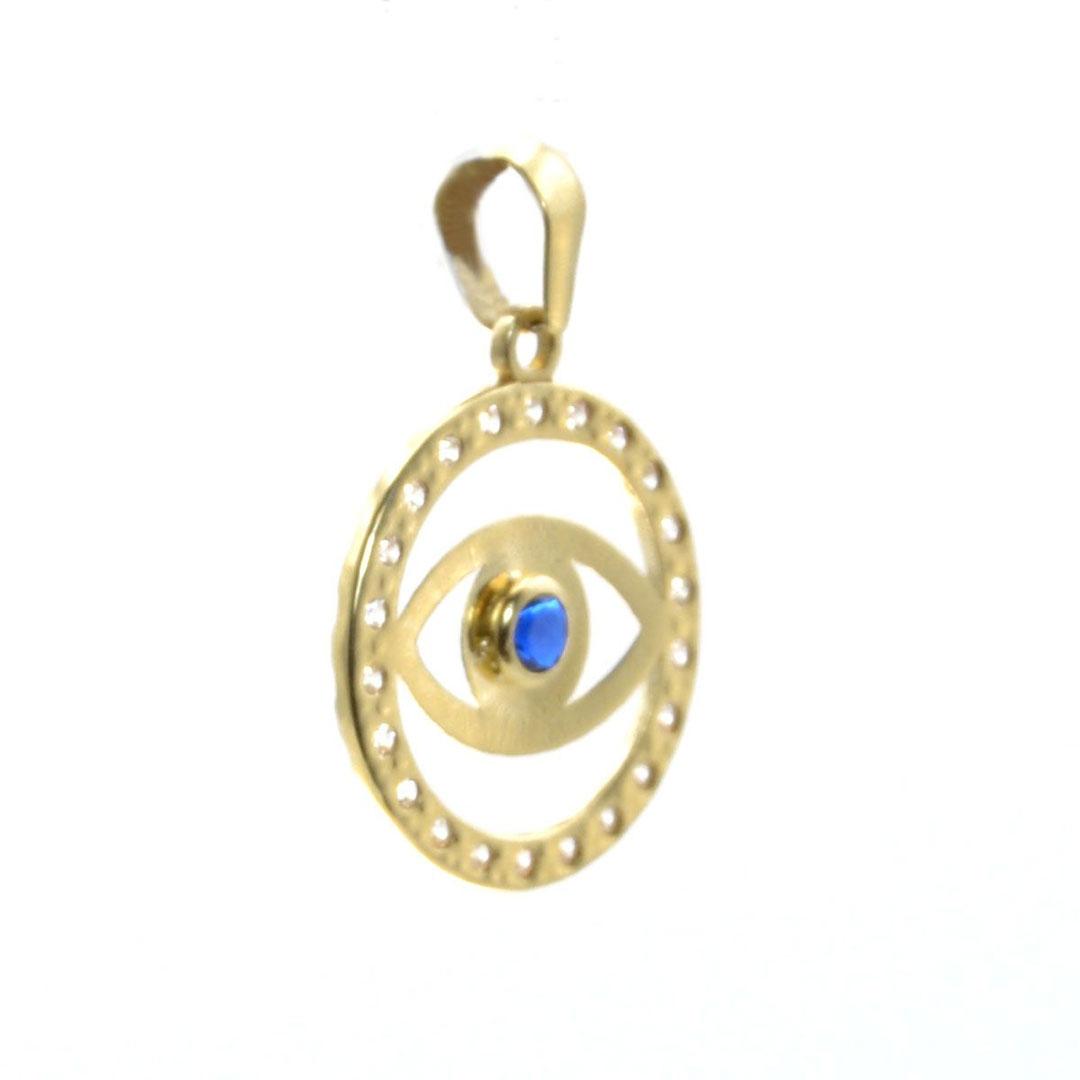 COLGANTE MUJER REDONDO ORO 18K OJO TURCO CON CIRCONITAS 139M