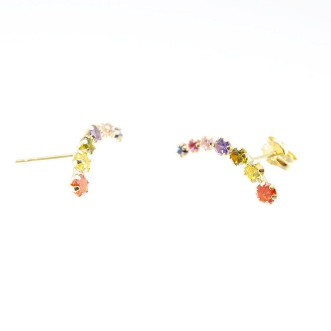 PENDIENTES TREPADOR MUJER ORO 18K CIRCONITAS COLORES 5755M