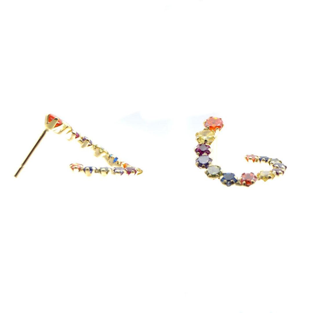 PENDIENTES TREPADOR MUJER ORO 18K CIRCONITAS COLORES 5755M