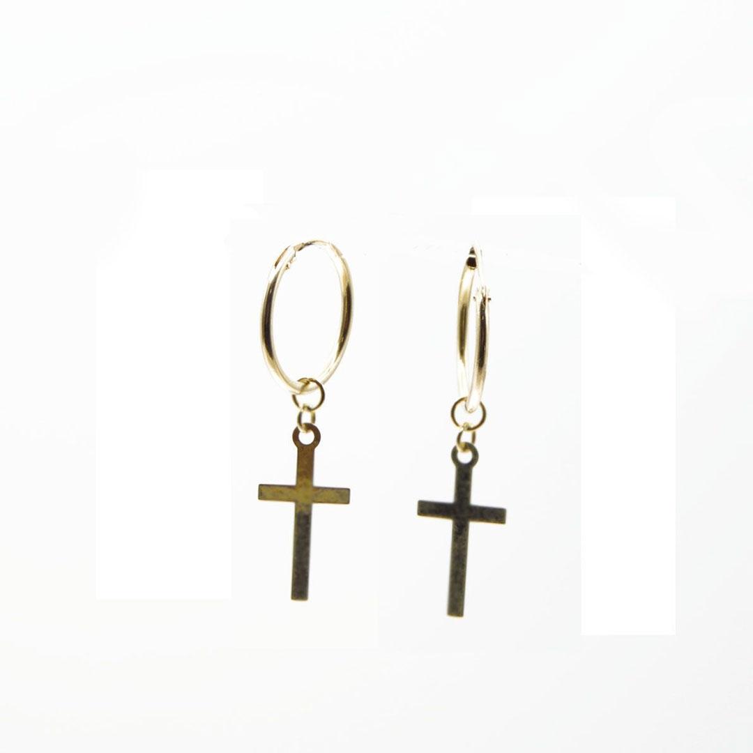 PENDIENTES ARO MUJER ORO 18K CRUZ 5806M