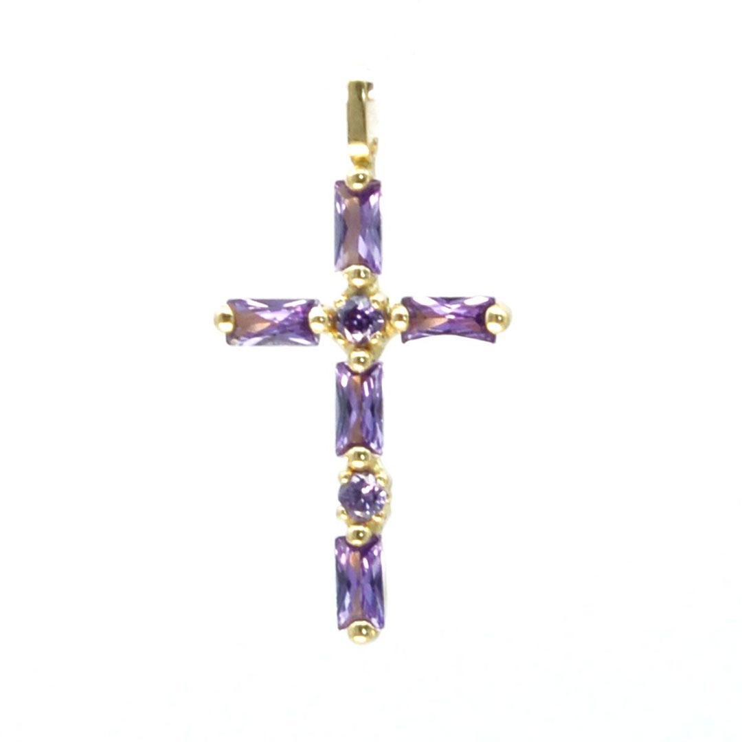 COLGANTE MUJER ORO 18K CON PIEDRAS CIRCONITAS LILA 189/2