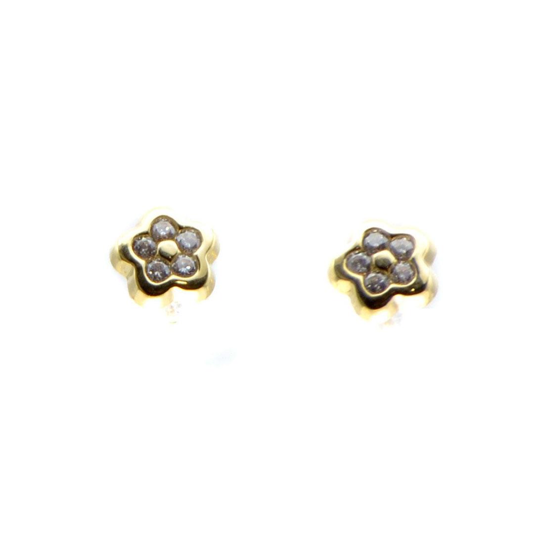 PENDIENTES MUJER ORO 18K Y CIRCONITAS FLOR 5603M