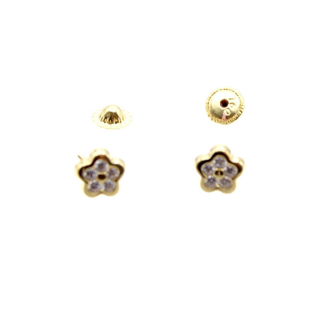 PENDIENTES MUJER ORO 18K Y CIRCONITAS FLOR 5603M