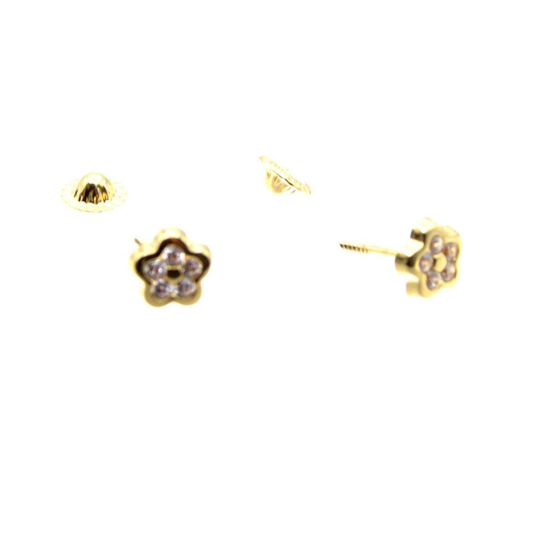 PENDIENTES MUJER ORO 18K Y CIRCONITAS FLOR 5603M