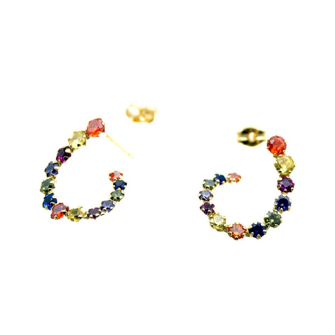 PENDIENTES TREPADOR MUJER ORO 18K CIRCONITAS COLORES 5801M