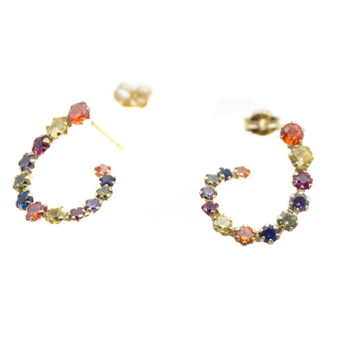 PENDIENTES TREPADOR MUJER ORO 18K CIRCONITAS COLORES 5801M