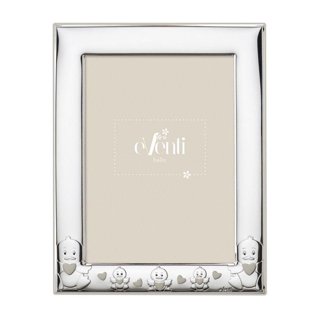 MARCO FOTOS 13x18 PLATA BILAMINADA PATITOS CON CORAZONES  BL