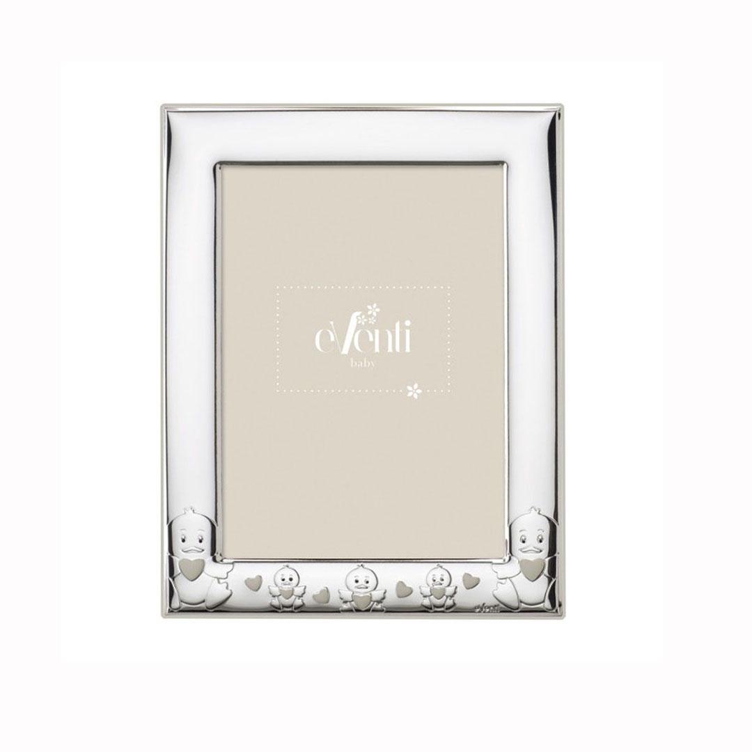 MARCO FOTOS 9X13 PLATA BILAMINADA PATITOS CON CORAZONES  BLA