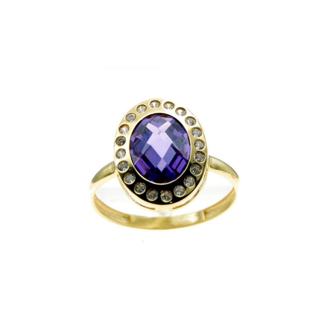 SORTIJA MUJER ORO 18K Y CIRCONITA LILA 3015L/18