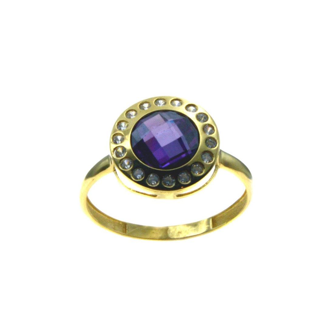 SORTIJA MUJER ORO 18K Y CIRCONITA LILA 3014L