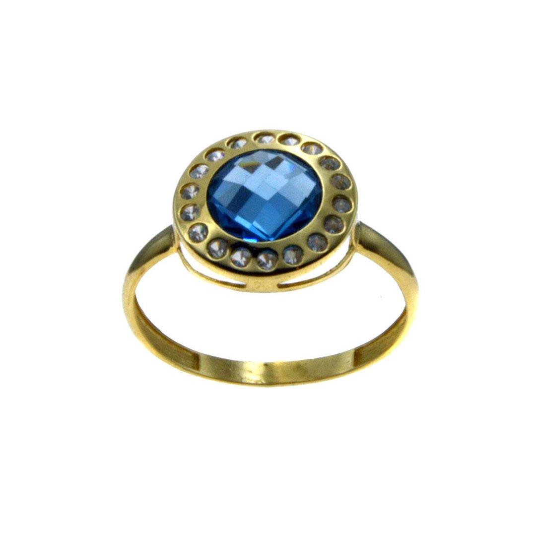 SORTIJA MUJER ORO 18K Y CIRCONITA AZUL 3014A