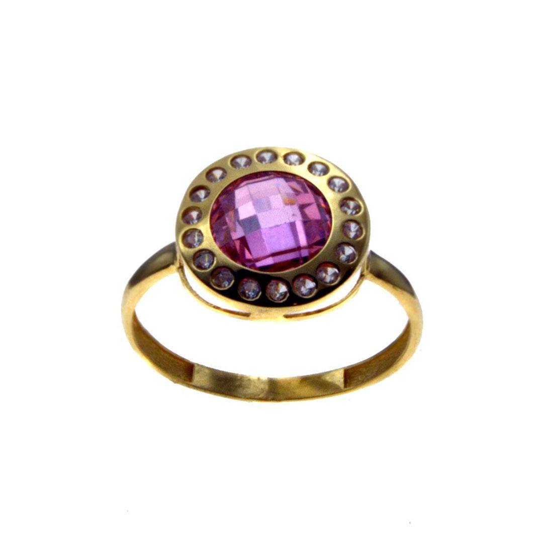 SORTIJA MUJER ORO 18K Y CIRCONITA ROSA 3014R