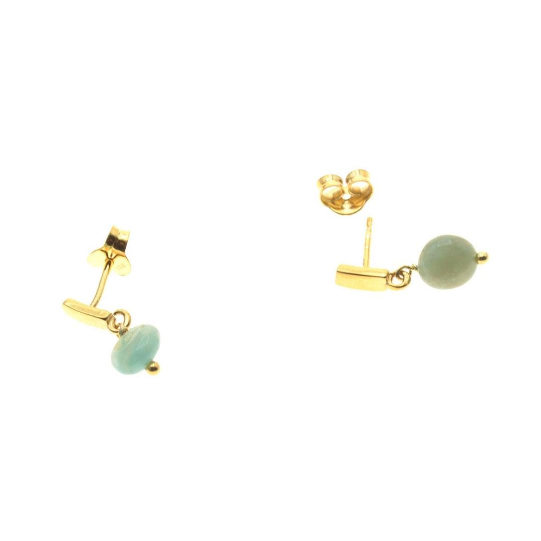 PENDIENTES MUJER PLATA DE LEY 925 DORADA, CON PIEDRA VERDE 1