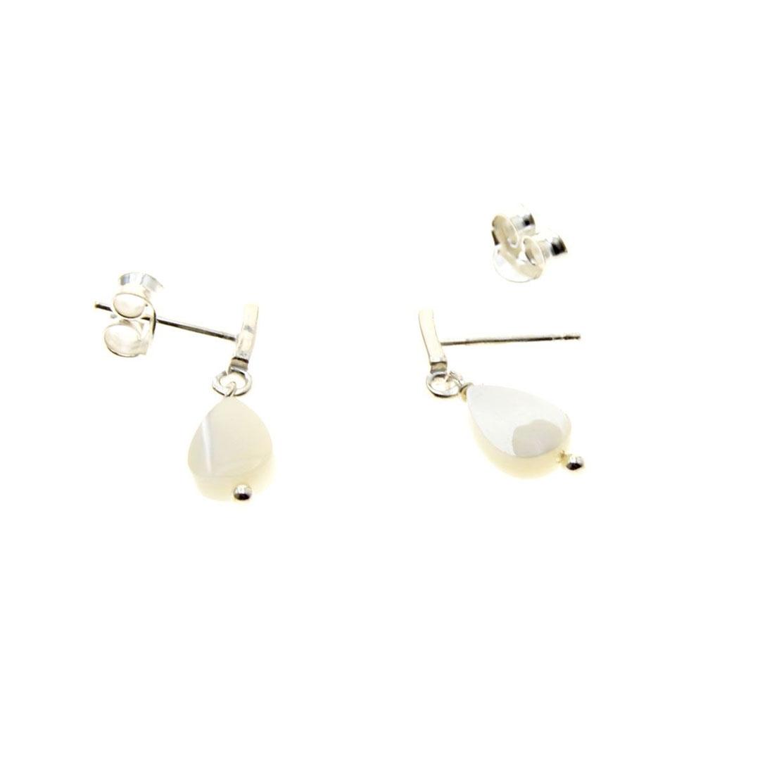 PENDIENTES MUJER PLATA DE LEY 925 CON PIEDRA BLANCA 11071