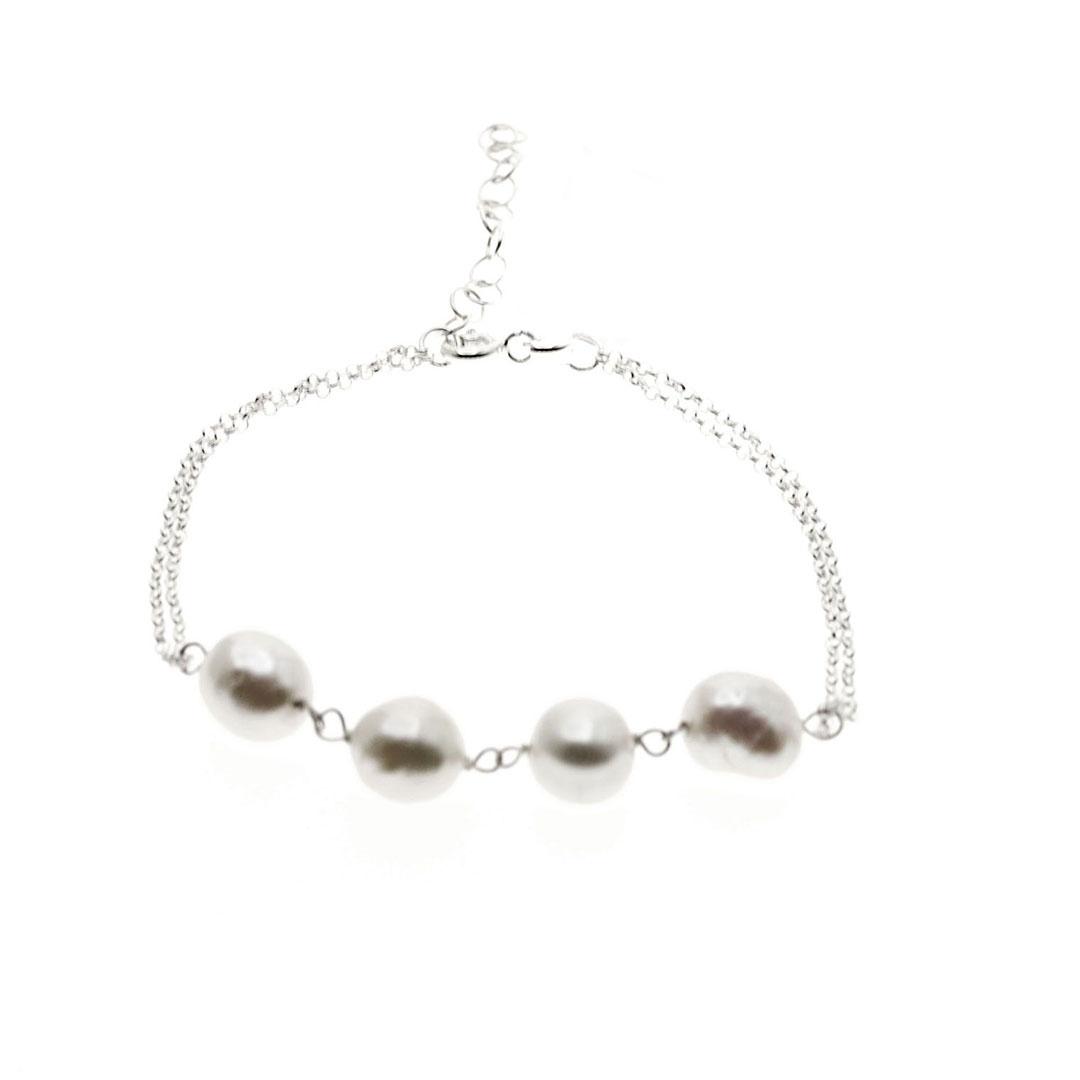 PULSERA MUJER PLATA LEY Y PERLAS 410052