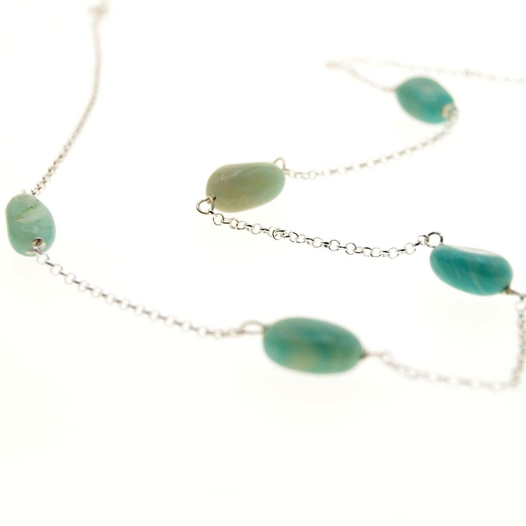 COLLAR MUJER PLATA LEY Y PIEDRAS VERDES 210056