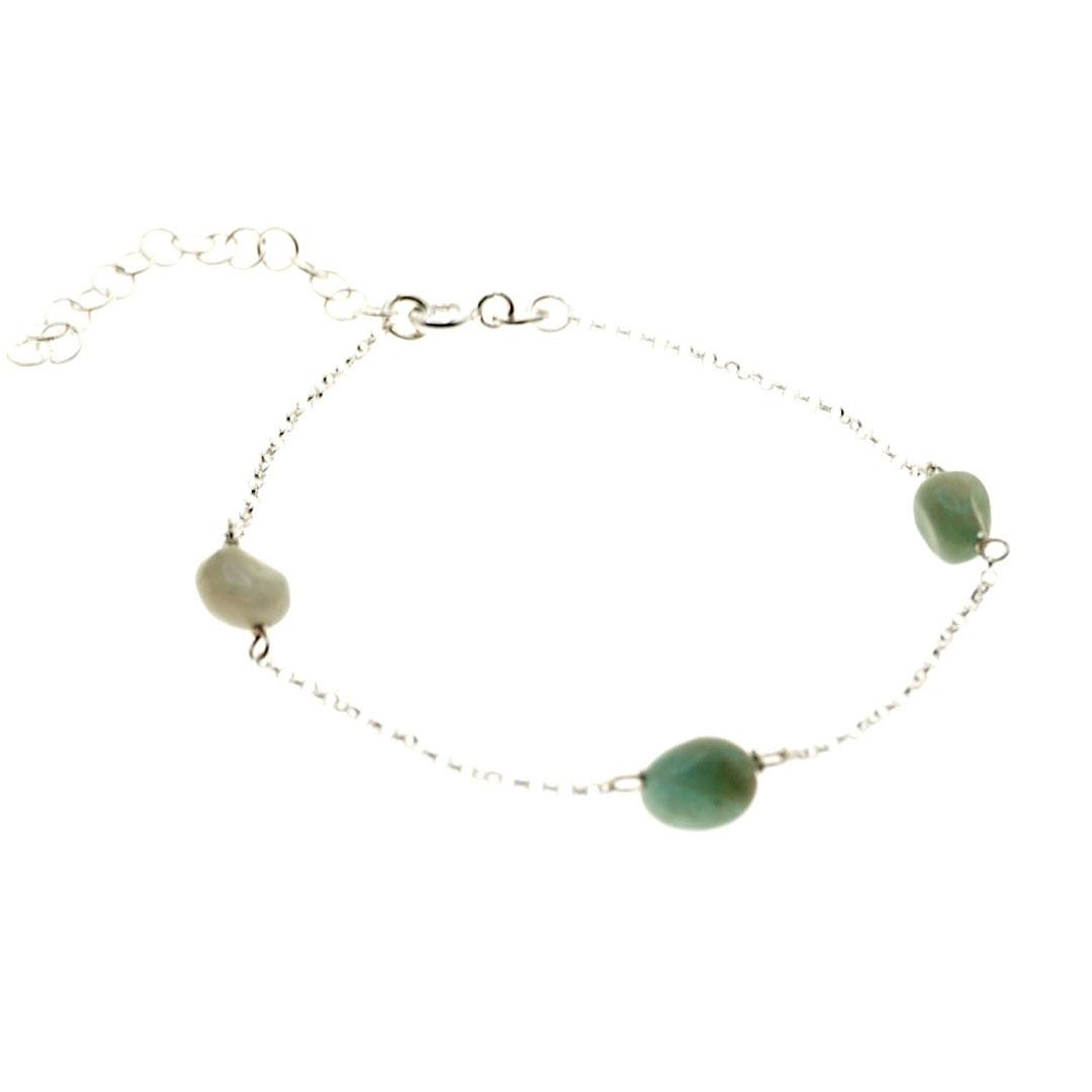 PULSERA MUJER PLATA LEY Y PIEDRAS VERDES 410056
