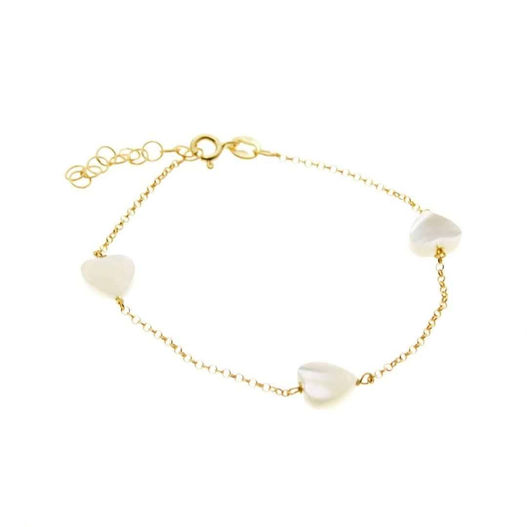 PULSERA MUJER PLATA LEY Y NÁCAR CORAZONES 410070A