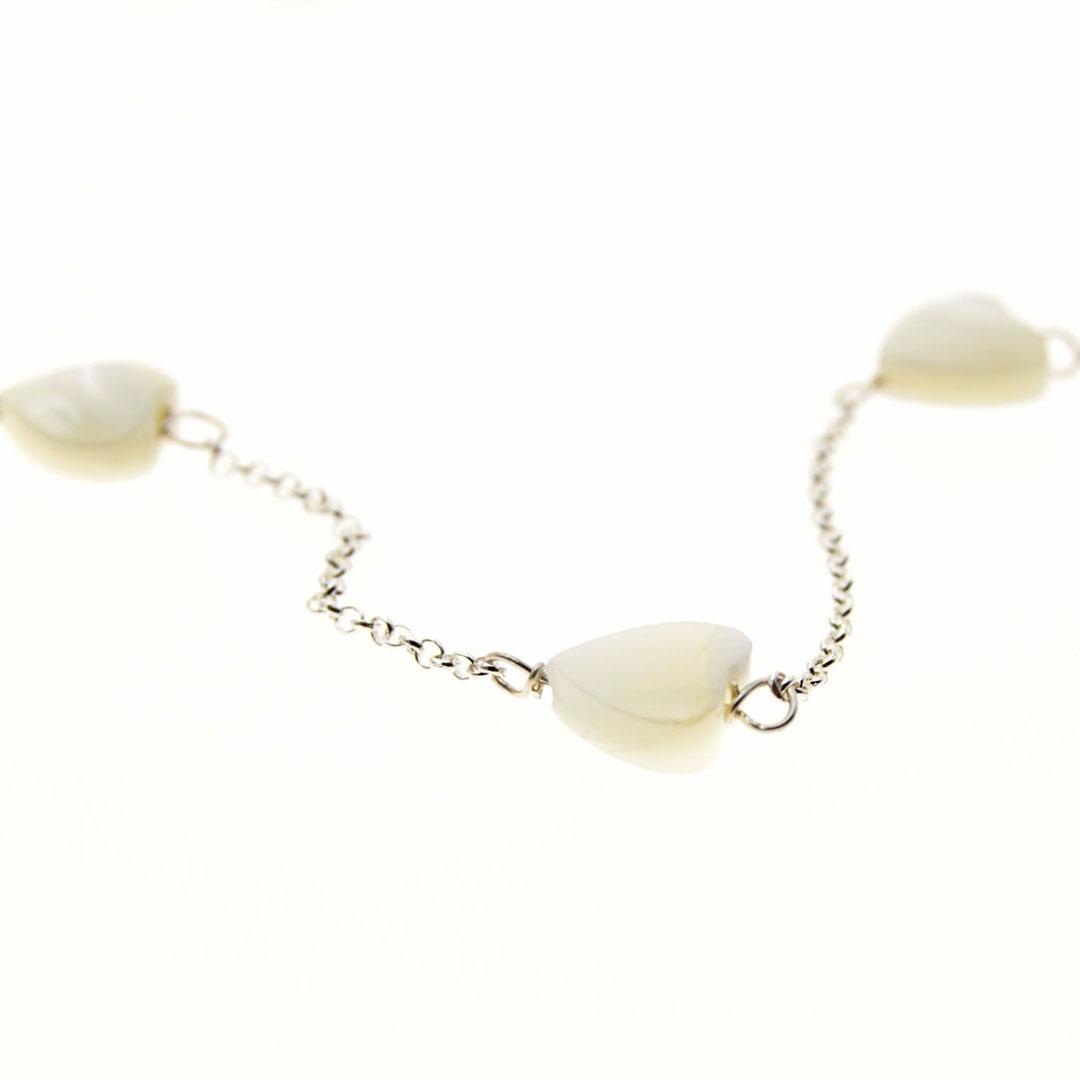 PULSERA MUJER PLATA LEY Y NÁCAR CORAZONES 410070