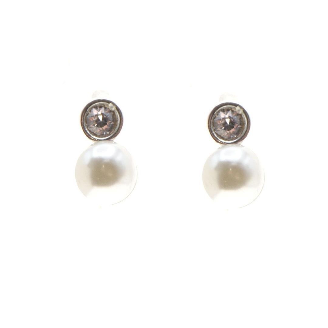 PENDIENTES MUJER PLATA CON CIRCONITA Y PERLA P2332