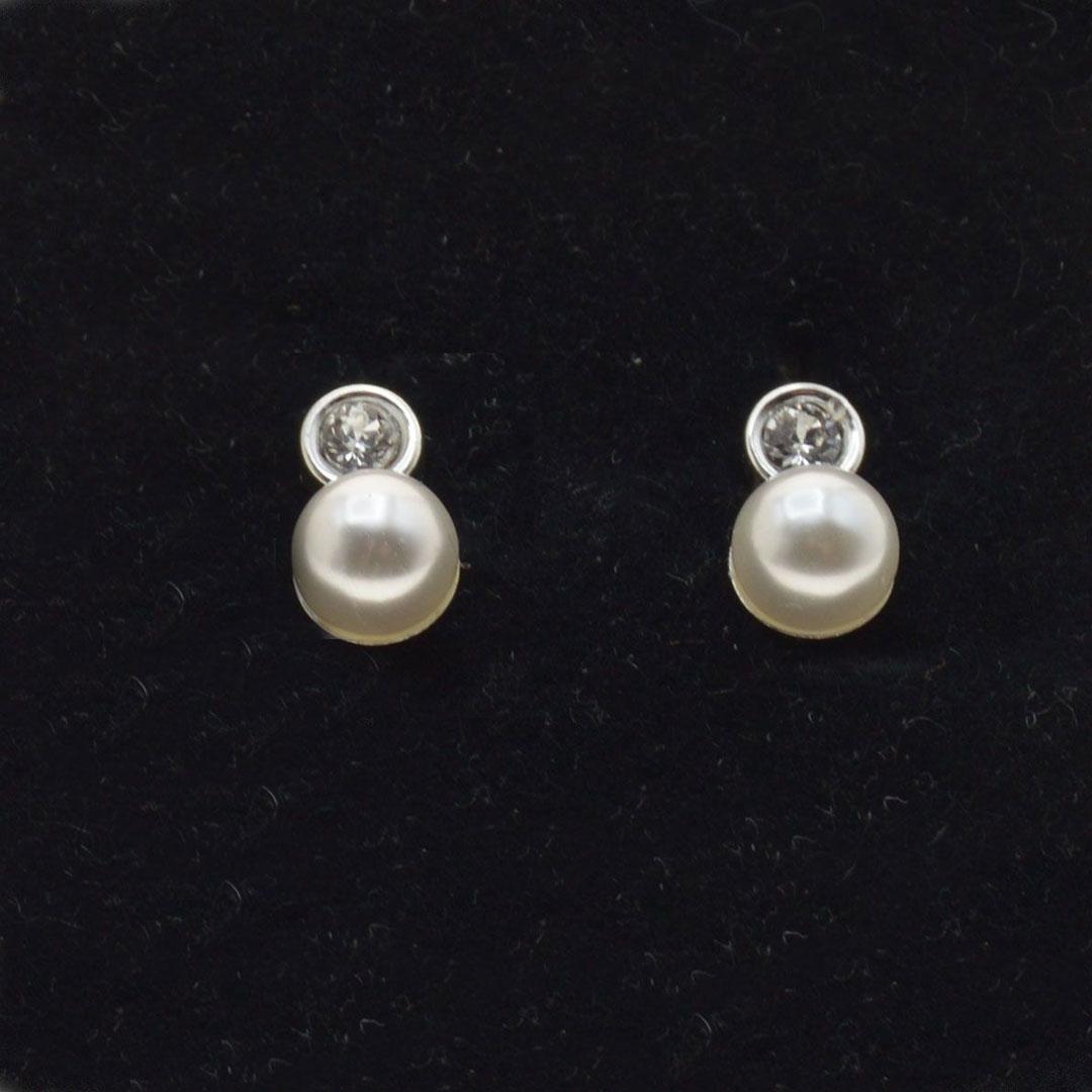 PENDIENTES MUJER PLATA CON CIRCONITA Y PERLA P2332