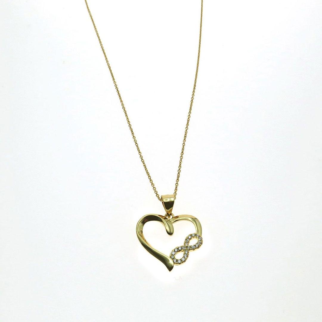 COLLAR MUJER PLATA LEY 925 CON CORAZÓN INFINITO 1015A