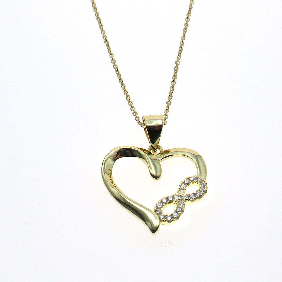 COLLAR MUJER PLATA LEY 925 CON CORAZÓN INFINITO 1015A