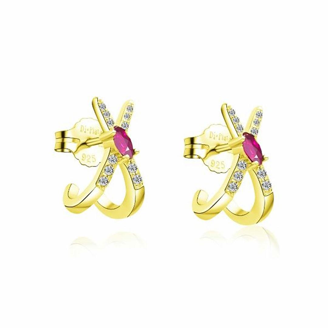 PENDIENTES MUJER PLATA DE LEY 925 DORADO 24842/R