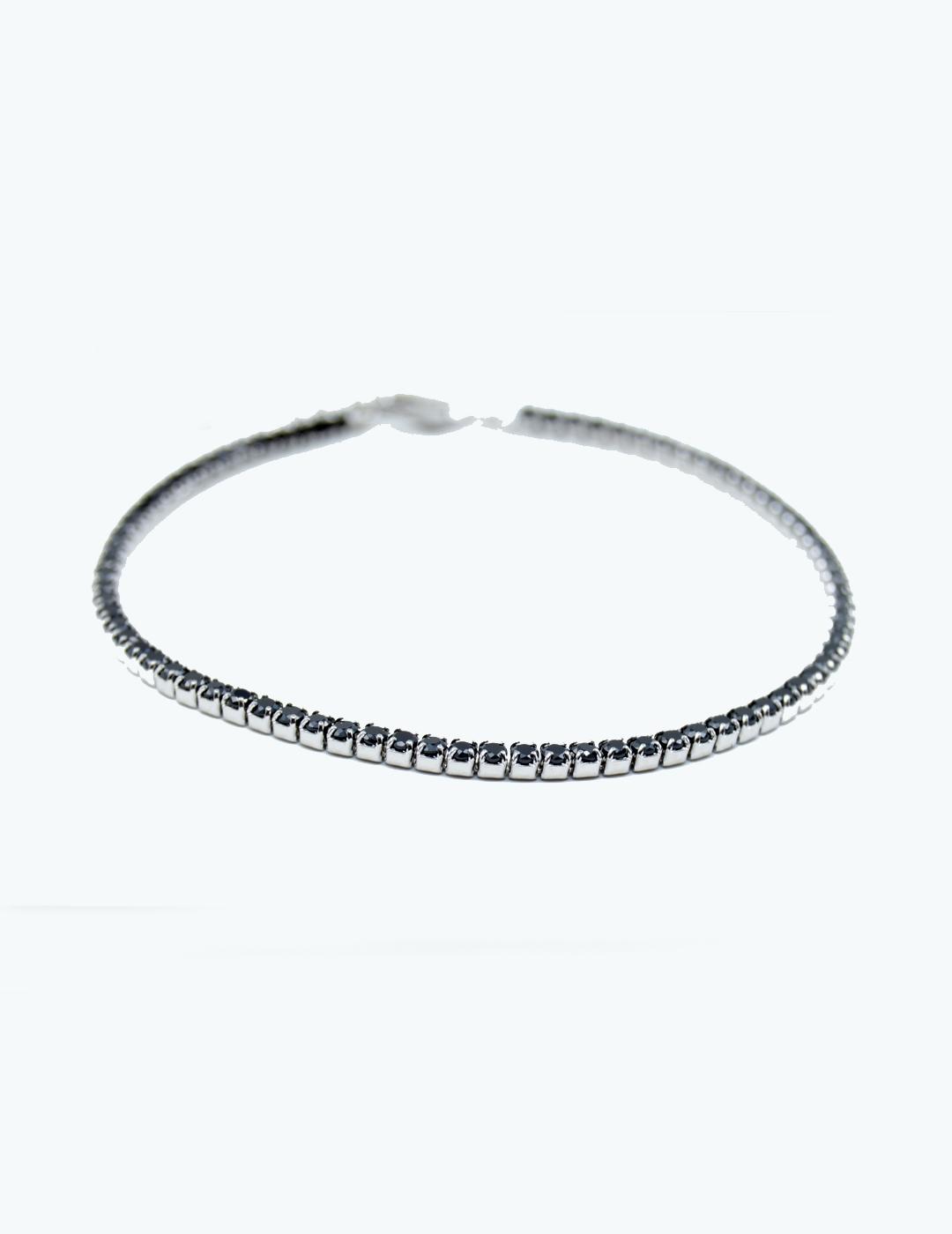 PULSERA MUJER PLATA RIVIERE PIEDRAS NEGRAS 774