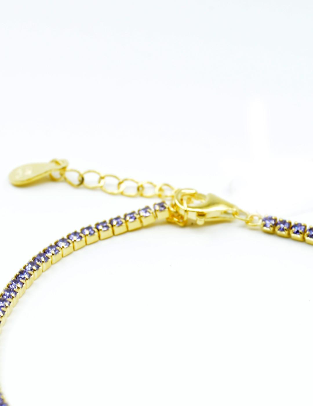 PULSERA MUJER PLATA DORADAD  RIVIERE PIEDRAS LILAS 774AL