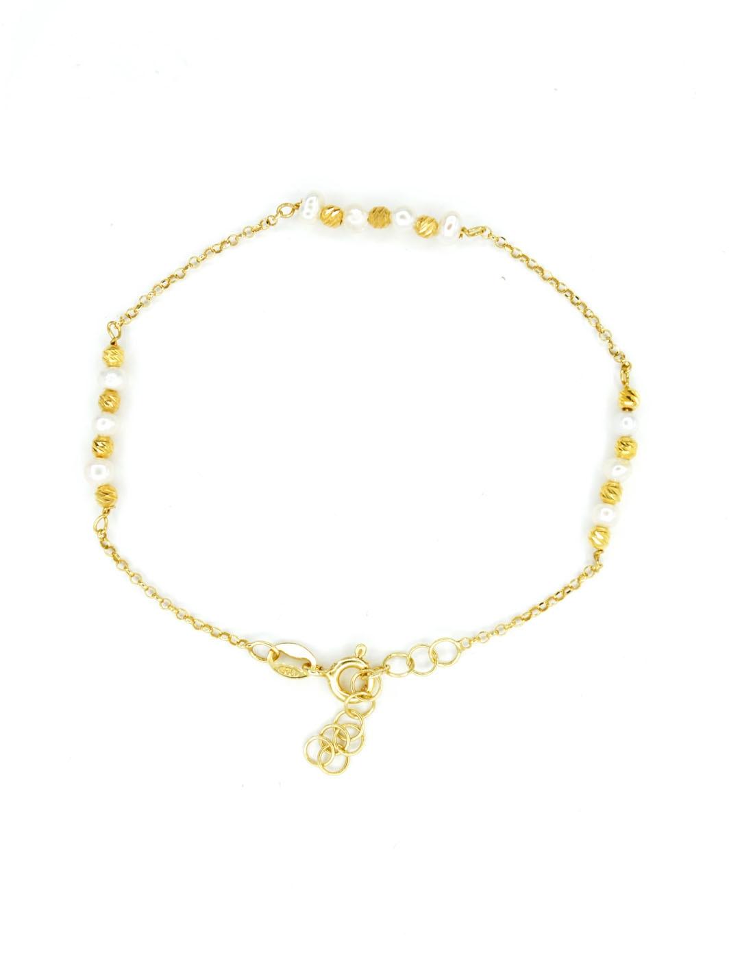 PULSERA PLATA CHAPADA PERLITAS