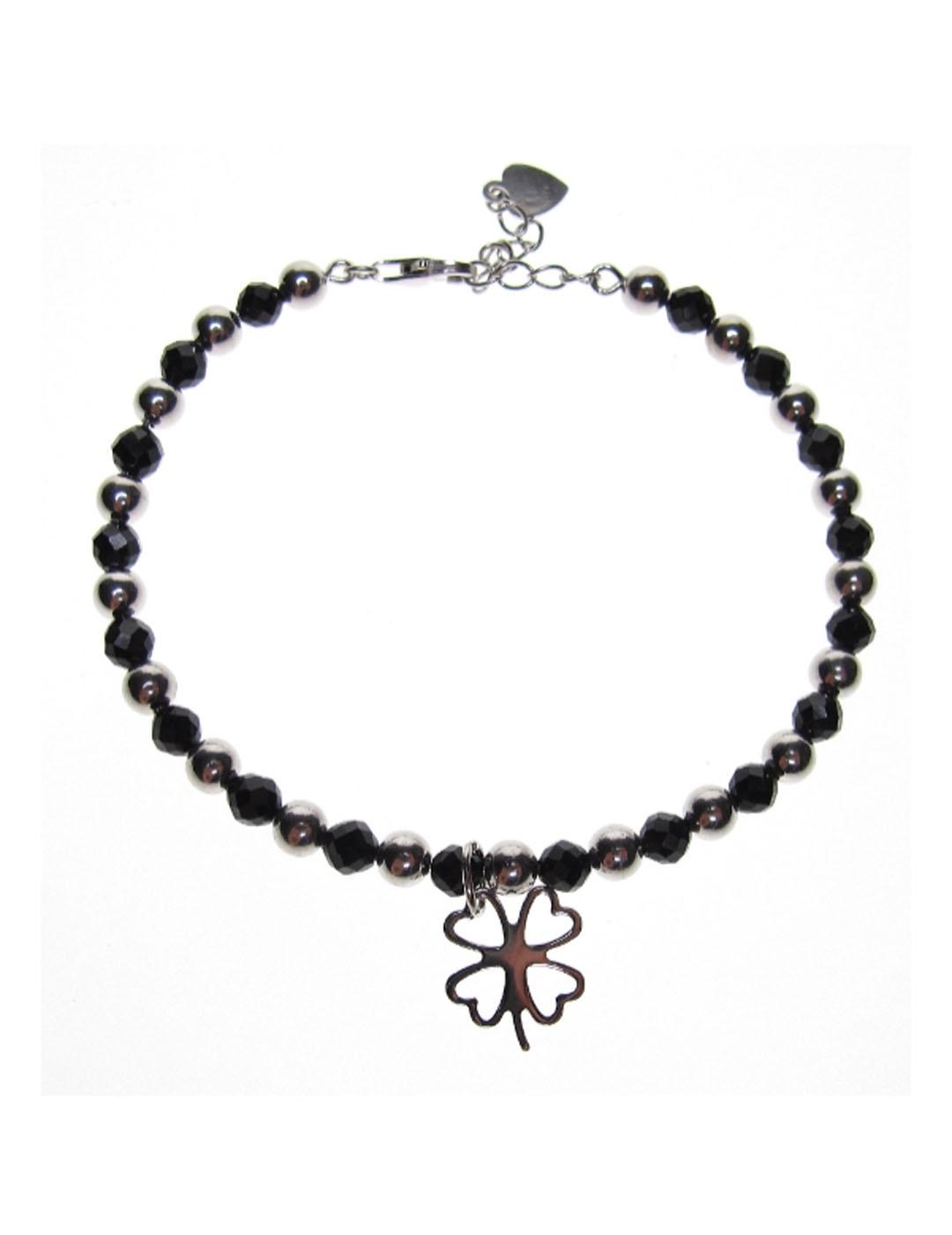 PULSERA MUJER  PLATA DE LEY 925 TRÉBOL Y ONIX