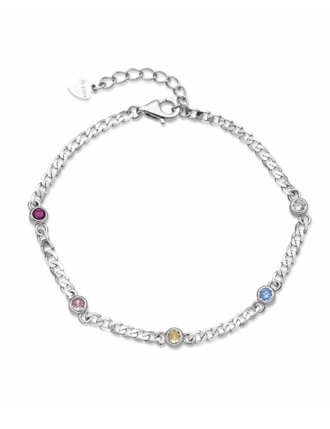 PULSERA MUJER  PLATA DE LEY 925 Y CIRCONITAS COLORES